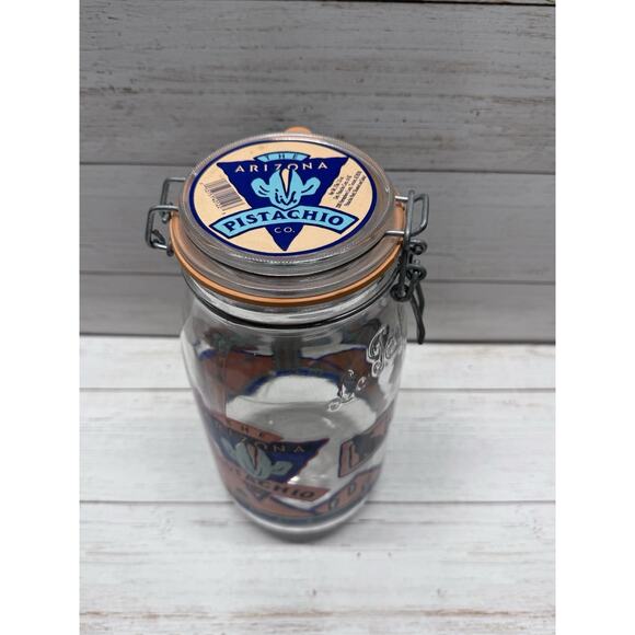 Vintage 2L Glass Jar With Lid Arizona Pistachio Company Mason Canister France - Picture 5 of 5